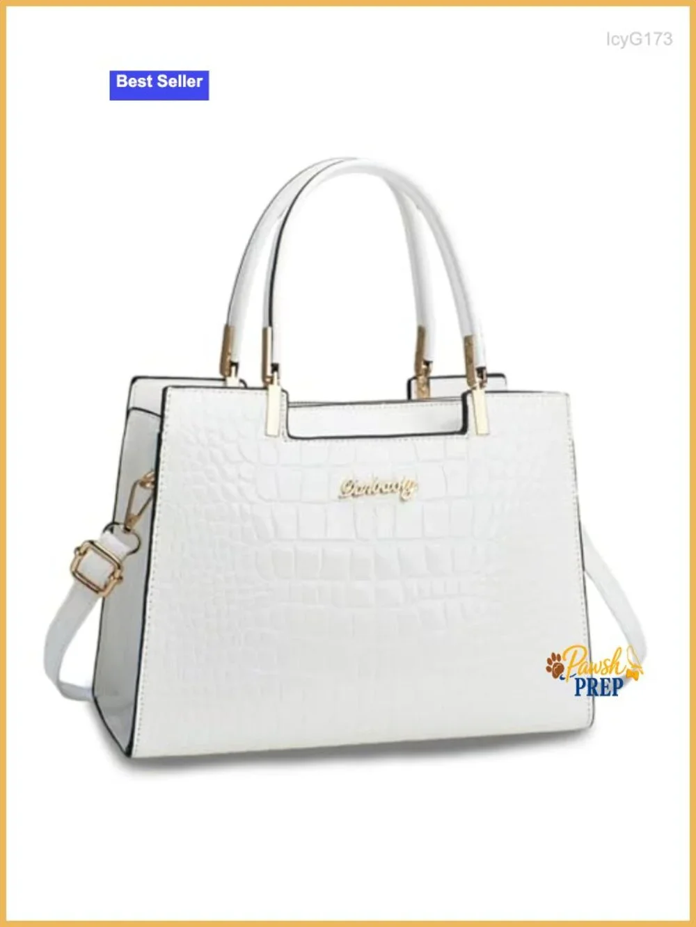 Crocodile Embossed PU Leather Satchel Handbag 3-Way Carry Crossbody